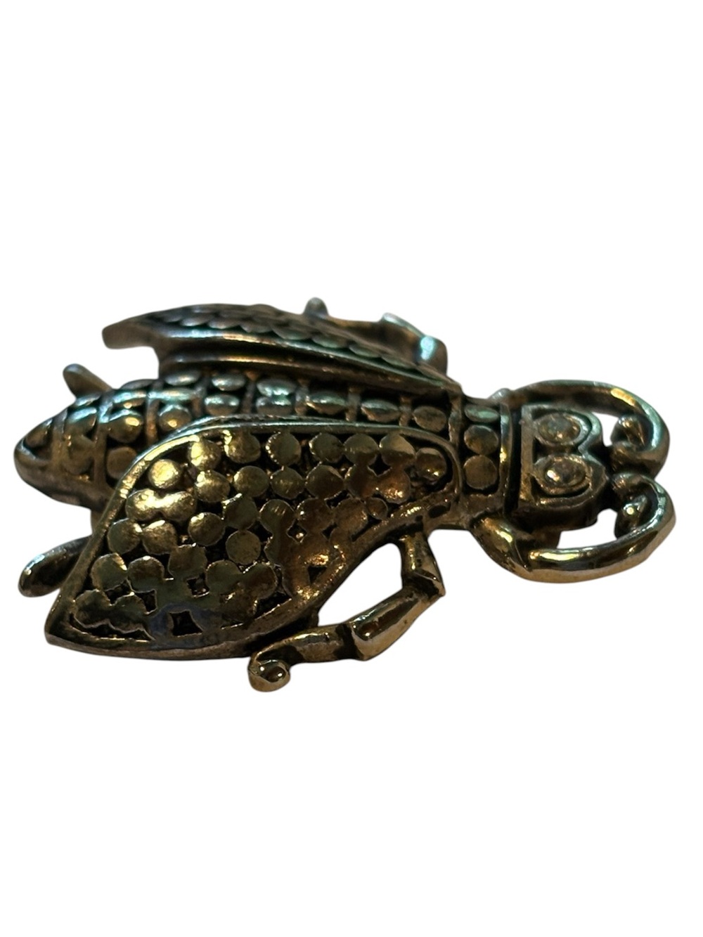 Beetle brooch - silver tone with crystal eyes - Picture 4 of 5